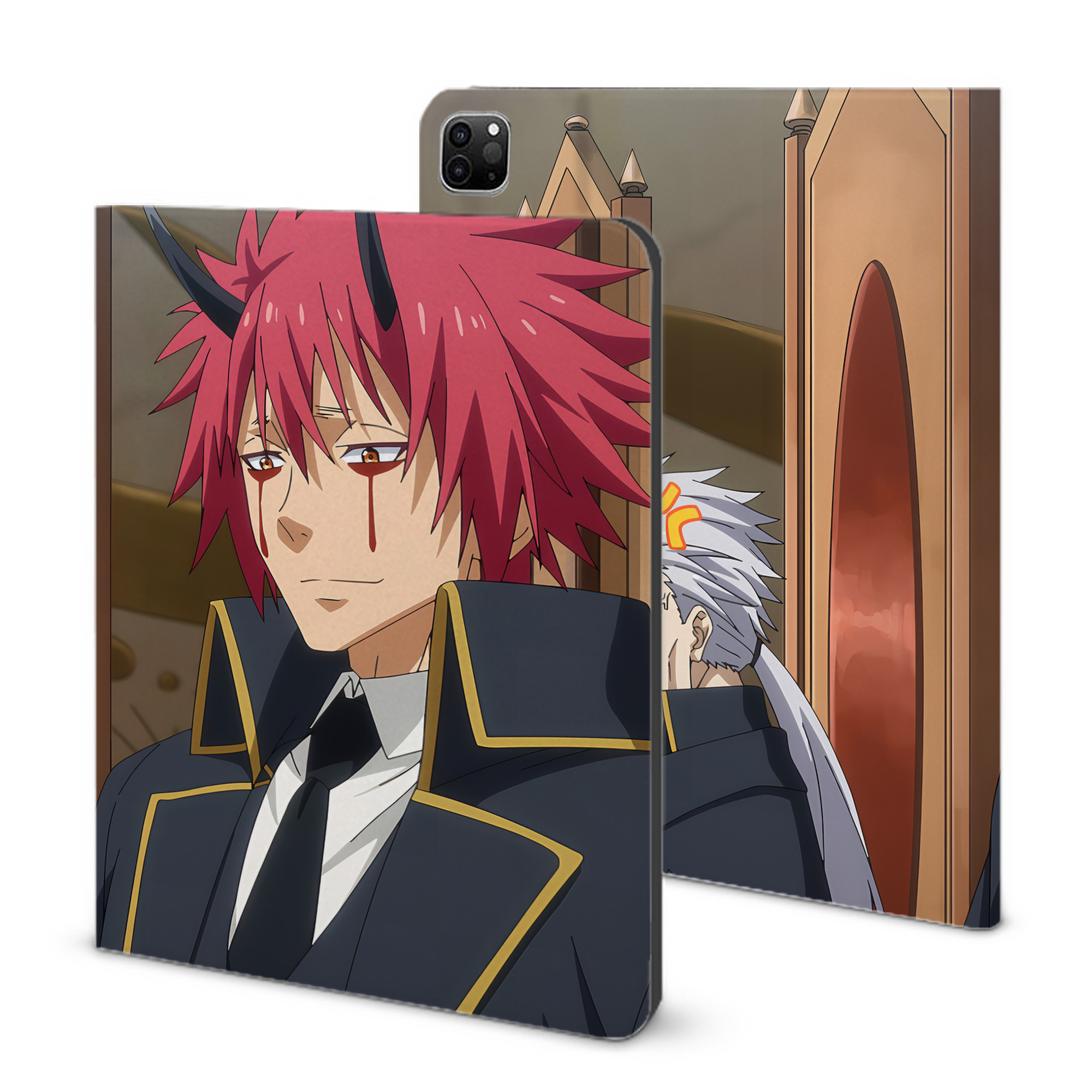 （画像用） 転スラ Regarding Reincarnated to Slime IPad ケース ブック型 PUレザー TPU 耐衝撃 軽量 薄型 ペン収納なし 全面保護 IPad 各モデル対応